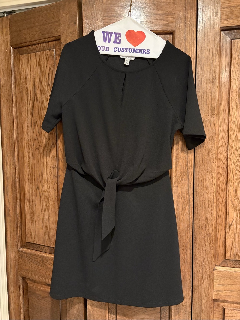 Allison Joy Black Short Sleeve Tie-Waist Dress
